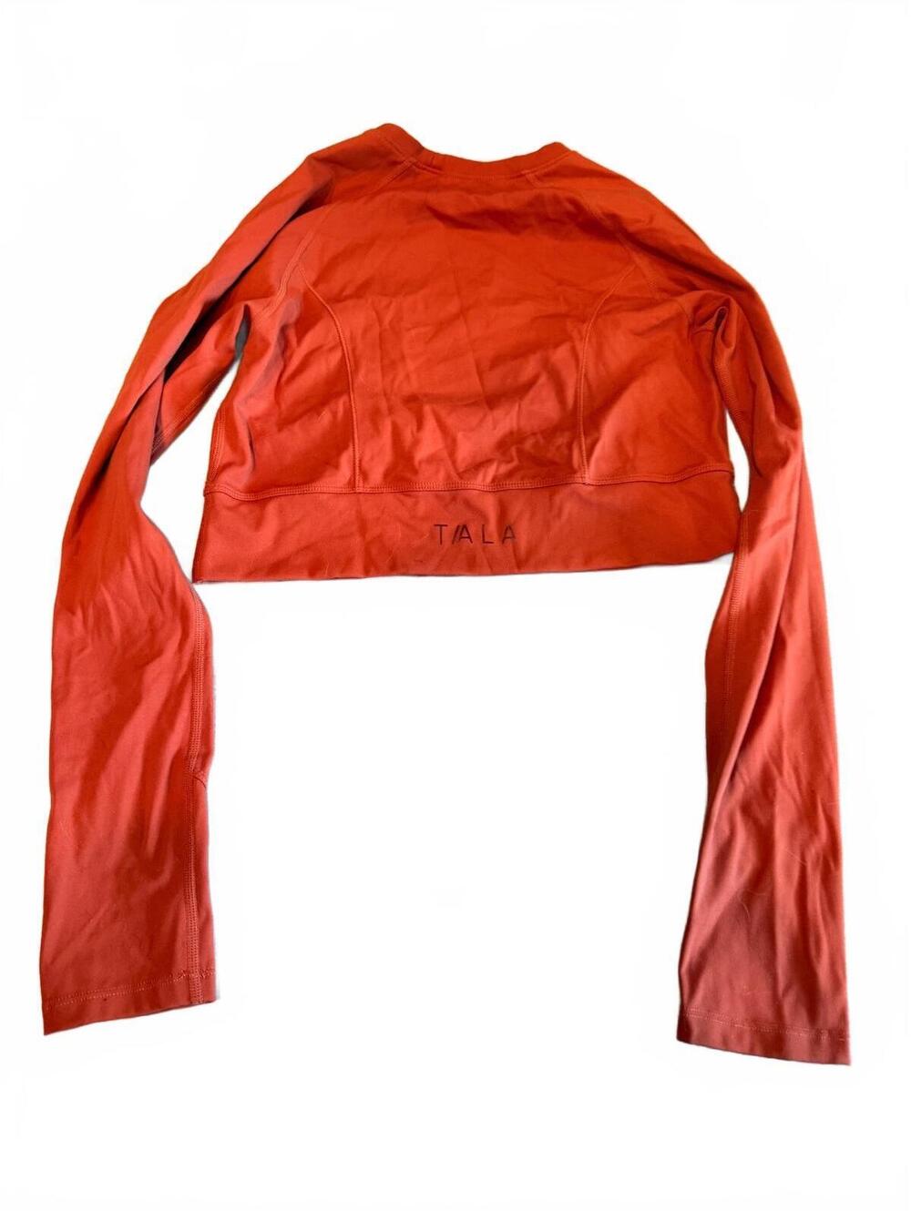 TALA Orange Long Sleeve Cropped Athletic Top with Thumb Holes